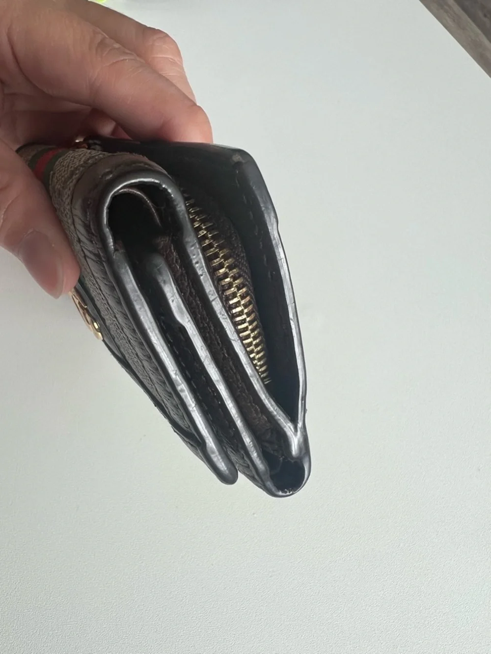 Gucci Brown GG Supreme Wallet with Green-Red Web TRIFOLD - Picture 4 of 14